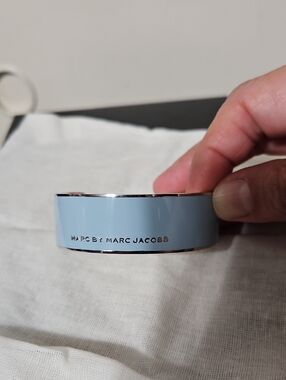 Marc by Marc Jacobs NWOT Powder Blue Enamel Open Cuff Bracelet with Silver Trim